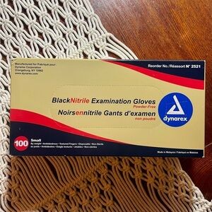 dynarex Black Nitrile Examination Gloves- NWT. 100ct Small